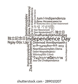 Independence Day in many different languages, conceptual tag cloud made in vector.