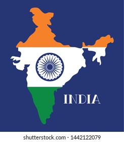 independence day map with indian flag