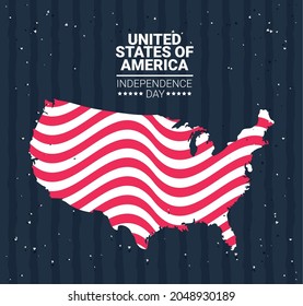 independence day, map with USA flag