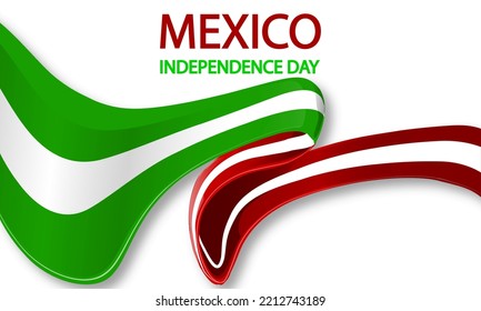 Independence day mexico ribbon flag, vector art illustration.