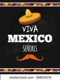 Independence Day Of Mexico.Viva Mexico - mexican holiday vector poster