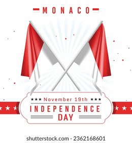 Independence Day of Monaco with Flag