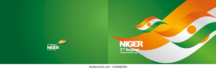 Independence Day Niger flag ribbon two fold landscape background