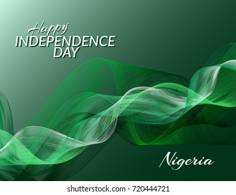 Independence Day of Nigeria against the background of the national flag of Nigeria Abstract green background Vector