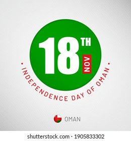 Independence day in Oman celebration on 18th November, Artistic typographic background for social media website promotion