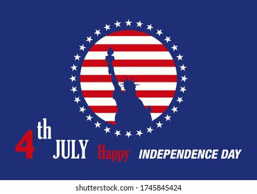 independence day on america flag with statue of liberty background for brochure banner and publication