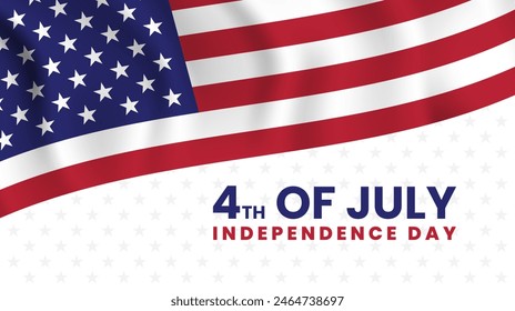 Independence Day on white background. 4th of july lettering banner with american flag. Holiday celebration design. Vector illustration