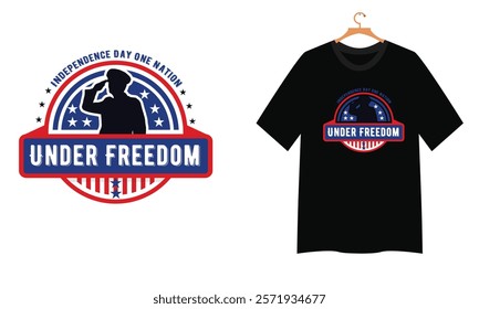 independence day one nation under freedom. t-shirt design,  vintage t-shirt design, modern shirt,