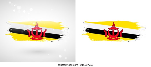 Independence Day. Painted with a brush with paint. Grungy style. Brushstroke. Use for brochures, printed materials, logos. Stock vector. Icon. Image. Picture. National. Standard. Flag of Brunei
