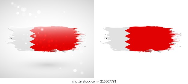 Independence Day. Painted with a brush with paint. Grungy style. Brushstroke. Use for brochures, printed materials, logos. Stock vector. Icon. Image. Picture. National. Standard. Flag of Bahrain