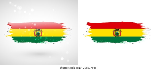 Independence Day. Painted with a brush with paint. Grungy style. Brushstroke. Use for brochures, printed materials, logos. Stock vector. Icon. Image. Picture. National. Standard.  Flag of Bolivia