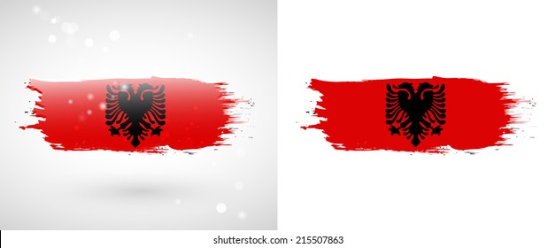 Independence Day. Painted with a brush with paint. Grungy style. Brushstroke. Use for brochures, printed materials, logos. Stock vector. Icon. Image. Picture. National. Standard. . flag of Albania