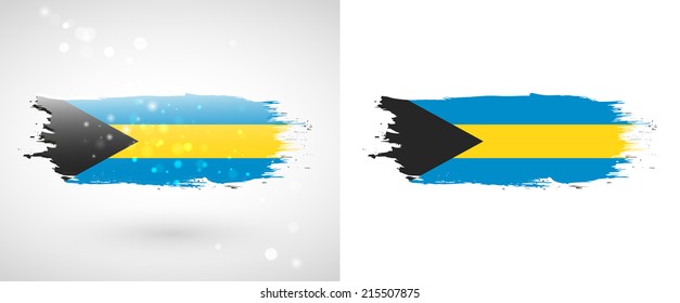 Independence Day. Painted with a brush with paint. Grungy style. Brushstroke. Use for brochures, printed materials, logos. Stock vector. Icon. Image. Picture. National. Standard. Flag of Bahamas