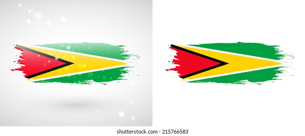 Independence Day. Painted with a brush with paint. Grungy style. Brushstroke. Use for brochures, printed materials, logos. Stock vector. Icon. Image. Picture. National. Standard. Flag of Guyana