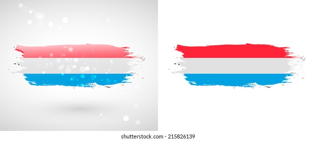 Independence Day. Painted with a brush with paint. Grungy style. Brushstroke. Use for brochures, printed materials, logos. Stock vector. Icon. Image. Picture. National. Standard. Flag of Luxembourg