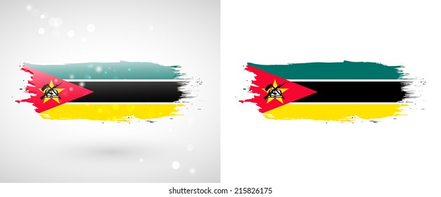 Independence Day. Painted with a brush with paint. Grungy style. Brushstroke. Use for brochures, printed materials, logos. Stock vector. Icon. Image. Picture. National. Standard.  flag of Mozambique