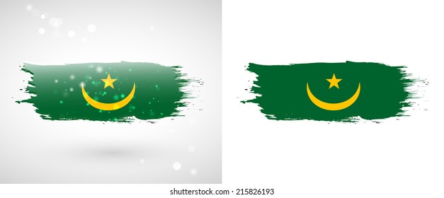Independence Day. Painted with a brush with paint. Grungy style. Brushstroke. Use for brochures, printed materials, logos. Stock vector. Icon. Image. Picture. National. Standard. Flag of Mauritania