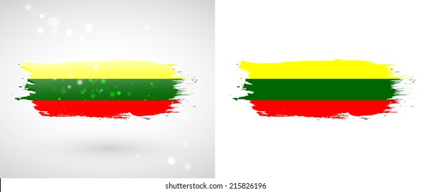 Independence Day. Painted with a brush with paint. Grungy style. Brushstroke. Use for brochures, printed materials, logos. Stock vector. Icon. Image. Picture. National. Standard. Lithuanian flag