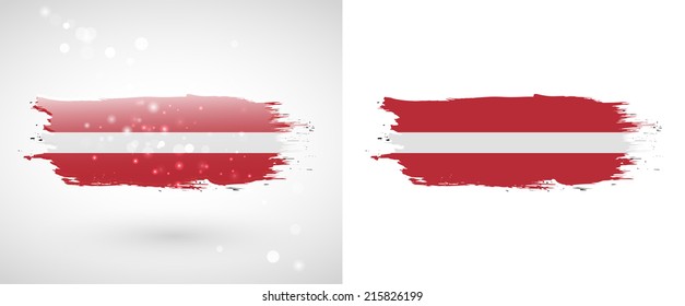 Independence Day. Painted with a brush with paint. Grungy style. Brushstroke. Use for brochures, printed materials, logos. Stock vector. Icon. Image. Picture. National. Standard. Latvian flag