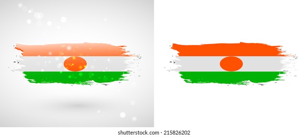 Independence Day. Painted with a brush with paint. Grungy style. Brushstroke. Use for brochures, printed materials, logos. Stock vector. Icon. Image. Picture. National. Standard. Flag of Niger