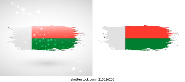 Independence Day. Painted with a brush with paint. Grungy style. Brushstroke. Use for brochures, printed materials, logos. Stock vector. Icon. Image. Picture. National. Standard. Madagascar flag