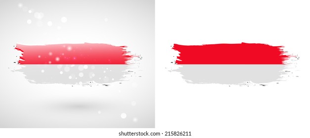 Independence Day. Painted with a brush with paint. Grungy style. Brushstroke. Use for brochures, printed materials, logos. Stock vector. Icon. Image. Picture. National. Standard. Flag of Monaco