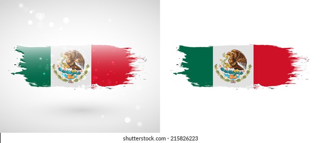 Independence Day. Painted with a brush with paint. Grungy style. Brushstroke. Use for brochures, printed materials, logos. Stock vector. Icon. Image. Picture. National. Standard. Flag of Mexico