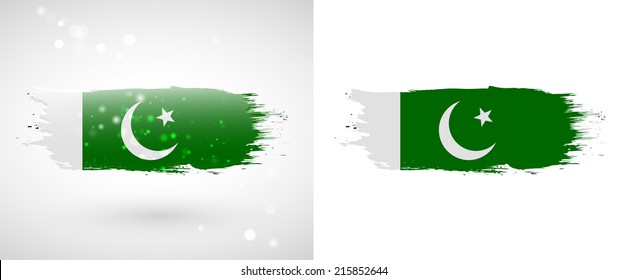 Independence Day. Painted with a brush with paint. Grungy style. Brushstroke. Use for brochures, printed materials, logos. Stock vector. Icon. Image. Picture. National. Standard. Flag of Pakistan