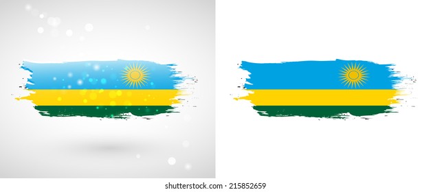 Independence Day. Painted with a brush with paint. Grungy style. Brushstroke. Use for brochures, printed materials, logos. Stock vector. Icon. Image. Picture. National. Standard. Flag of Rwanda