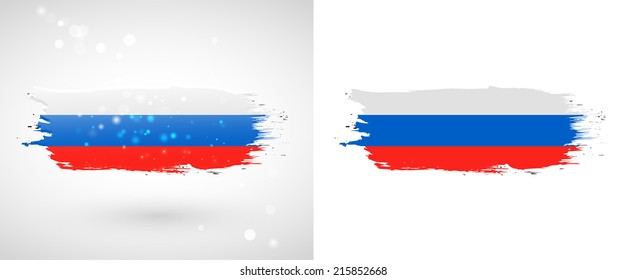 Independence Day. Painted with a brush with paint. Grungy style. Brushstroke. Use for brochures, printed materials, logos. Stock vector. Icon. Image. Picture. National. Standard. Russian flag