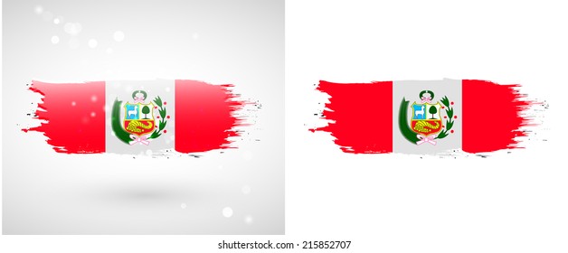 Independence Day. Painted with a brush with paint. Grungy style. Brushstroke. Use for brochures, printed materials, logos. Stock vector. Icon. Image. Picture. National. Standard. Flag of Peru