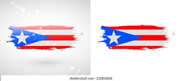 Independence Day. Painted with a brush with paint. Grungy style. Brushstroke. Use for brochures, printed materials, logos. Stock vector. Icon. Image. Picture. National. Standard. Flag of Puerto Rico