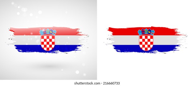 Independence Day. Painted with a brush with paint. Grungy style. Brushstroke. Use for brochures, printed materials, logos. Stock vector. Icon. Image. Picture. National.  Flag of Croatia