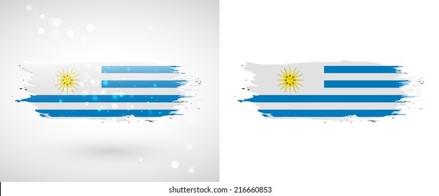 Independence Day. Painted with a brush with paint. Grungy style. Brushstroke. Use for brochures, printed materials, logos. Stock vector. Icon. Image. Picture. National.  Flag of Uruguay