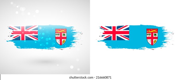 Independence Day. Painted with a brush with paint. Grungy style. Brushstroke. Use for brochures, printed materials, logos. Stock vector. Icon. Image. Picture. National.  Flag of Fiji