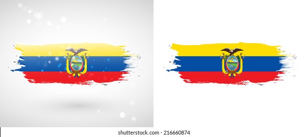  Unabhängigkeitstag. Mit einem Pinsel mit Farbe gestrichen. Grauer Stil. Pinselstrich. Verwendung für Broschüren, gedruckte Materialien, Logos. Stock-Vektorgrafik. Symbol. Bild. Bild. National.  Flagge Ecuadors