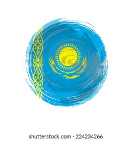 Independence Day. Painted with a brush paint. Grungy style. Brushstroke. Banner Pennon Pennant Background Stock Vector Icon Image Picture Illustration Printed material Logo Flag of Kazakhstan
