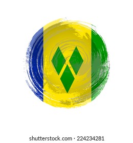 Independence Day. Painted with a brush paint. Grungy style. Brushstroke. Banner Pennon Pennant Background Stock Vector Icon Image Picture Illustration Printed Flag of Saint Vincent and the Grenadines