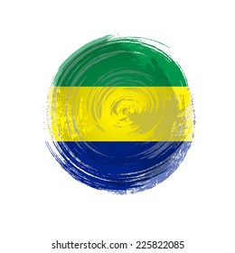 Independence Day painted with a brush with paint. Grungy style. Brushstroke. Use for brochures, printed materials, icons, logos, signs,  elements. Flag of Gabon