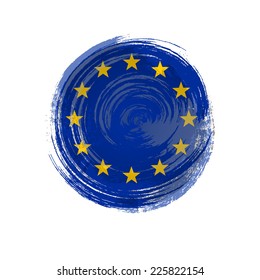 Independence Day painted with a brush with paint. Grungy style. Brushstroke. Use for brochures, printed materials, icons, logos, signs,  elements. European Union flag