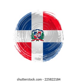 Independence Day painted with a brush with paint. Grungy style. Brushstroke. Use for brochures, printed materials, icons, logos, signs,  elements. Flag of Dominican Republic
