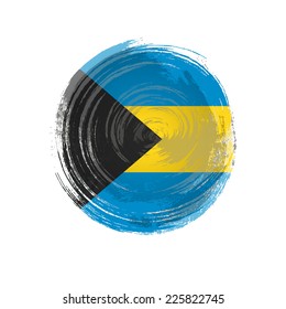 Independence Day painted with a brush with paint. Grungy style. Brushstroke. Use for brochures, printed materials, icons, logos, signs,  elements. Flag of Bahamas