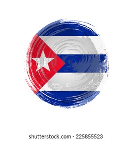 Independence Day painted with a brush with paint. Grungy style. Brushstroke. Use for brochures, printed materials, icons, logos, signs,  elements. Flag of Cuba