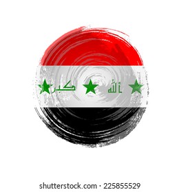 Independence Day painted with a brush with paint. Grungy style. Brushstroke. Use for brochures, printed materials, icons, logos, signs,  elements. Flag of Iraq