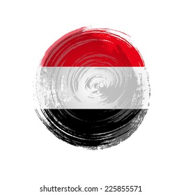 Independence Day painted with a brush with paint. Grungy style. Brushstroke. Use for brochures, printed materials, icons, logos, signs,  elements. Flag of Yemen