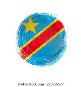 Independence Day painted with a brush with paint. Grungy style. Brushstroke. Use for brochures, printed materials, icons, logos, signs,  elements.  Flag of Democratic Republic of Congo