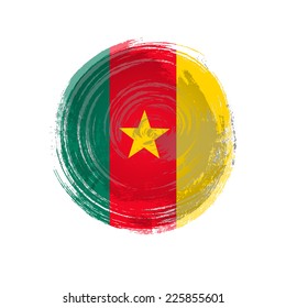 Independence Day painted with a brush with paint. Grungy style. Brushstroke. Use for brochures, printed materials, icons, logos, signs,  elements. Flag of Cameroon