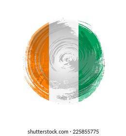 Independence Day painted with a brush with paint. Grungy style. Brushstroke. Use for brochures, printed materials, icons, logos, signs,  elements. Flag of Cote d'Ivoire