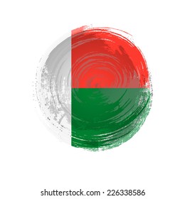 Independence Day painted with a brush with paint. Grungy style. Brushstroke. Use for brochures, printed materials, icons, logos, signs,  elements. Madagascar flag