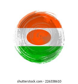 Independence Day painted with a brush with paint. Grungy style. Brushstroke. Use for brochures, printed materials, icons, logos, signs,  elements. Flag of Niger